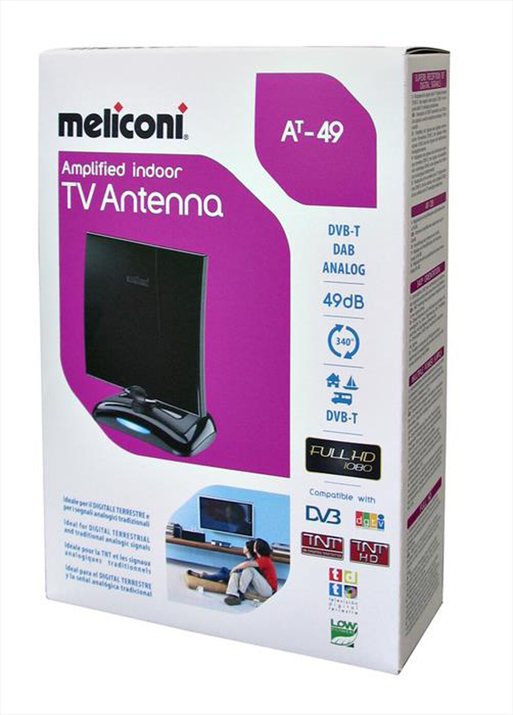 "MELICONI - AT49 - ANTENNA DA INTERNI AMPLIFICATA 49 DB-Nero"
