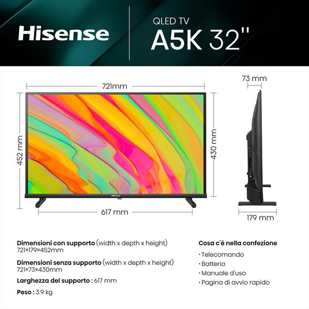 Immagine del prodotto HISENSE - Smart TV Q-LED FHD 32" 32A59KQ-Black