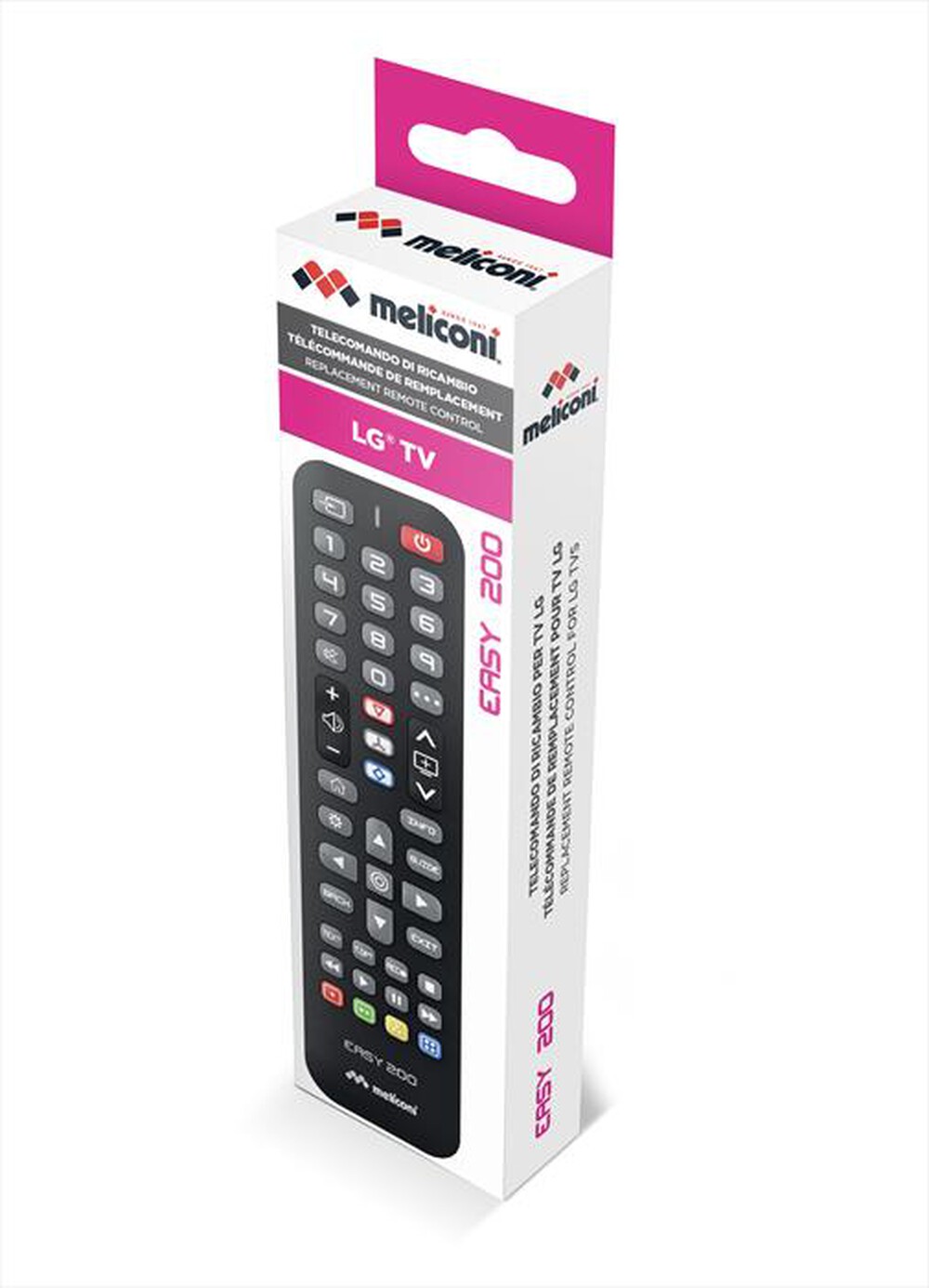Immagine del prodotto MELICONI - Telecomando di ricambio EASY 200 PER TV LG-Calotta nera, tastiera grigia