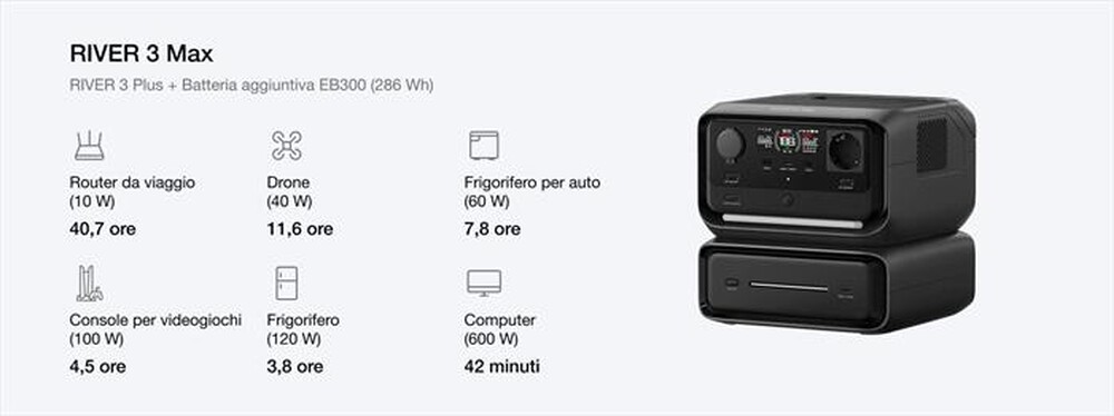 Immagine del prodotto ECOFLOW - Power station RIVER 3 EB 300-Nero