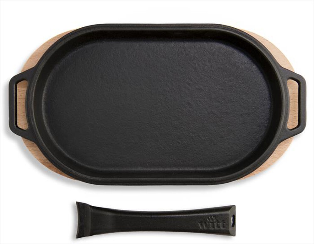 "WITT - PADELLA IN GHISA CON BASE IN LEGNO-Black"