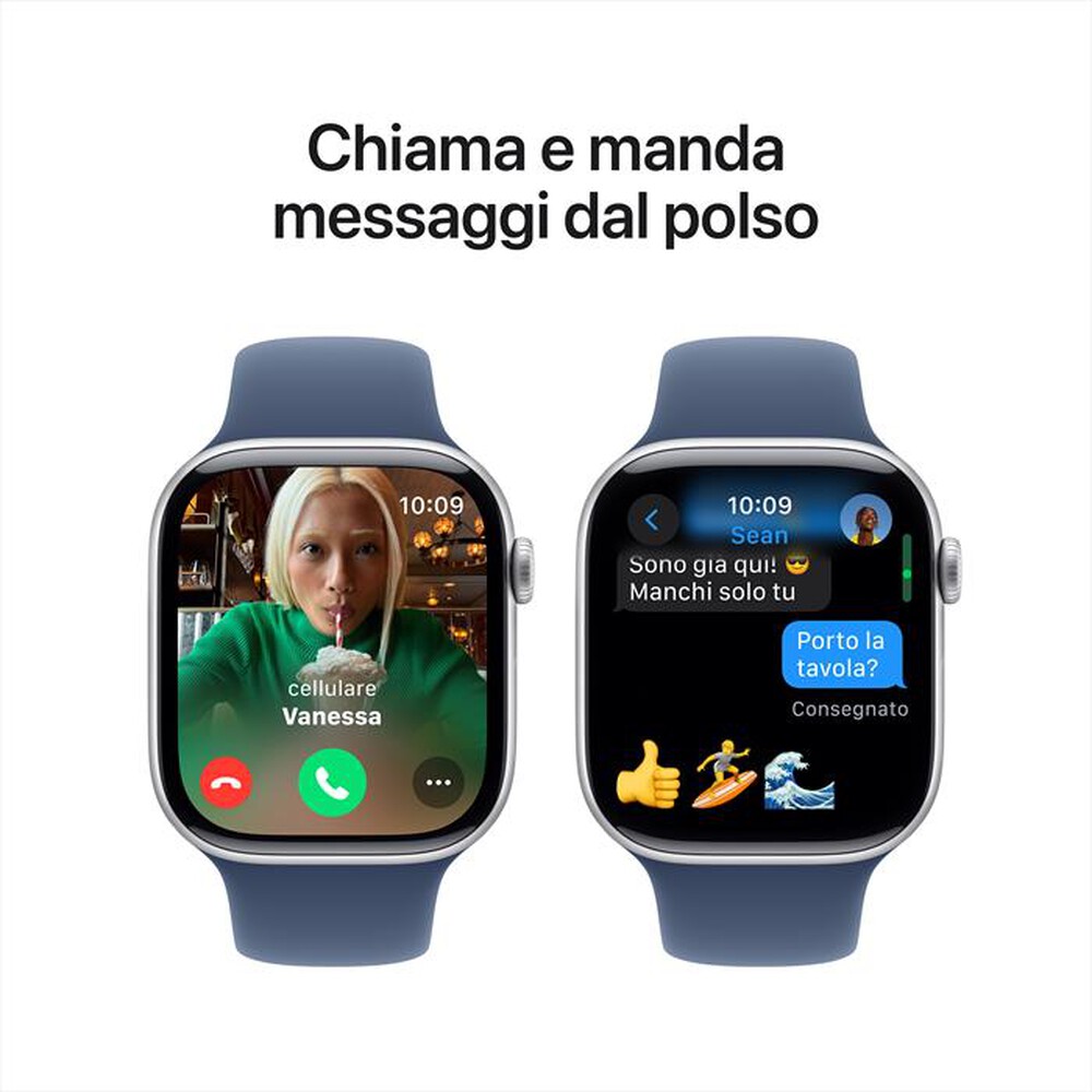 "APPLE - Watch Series 10 GPS 46mm Alluminio-Argento - Sport Band Denim S/M"