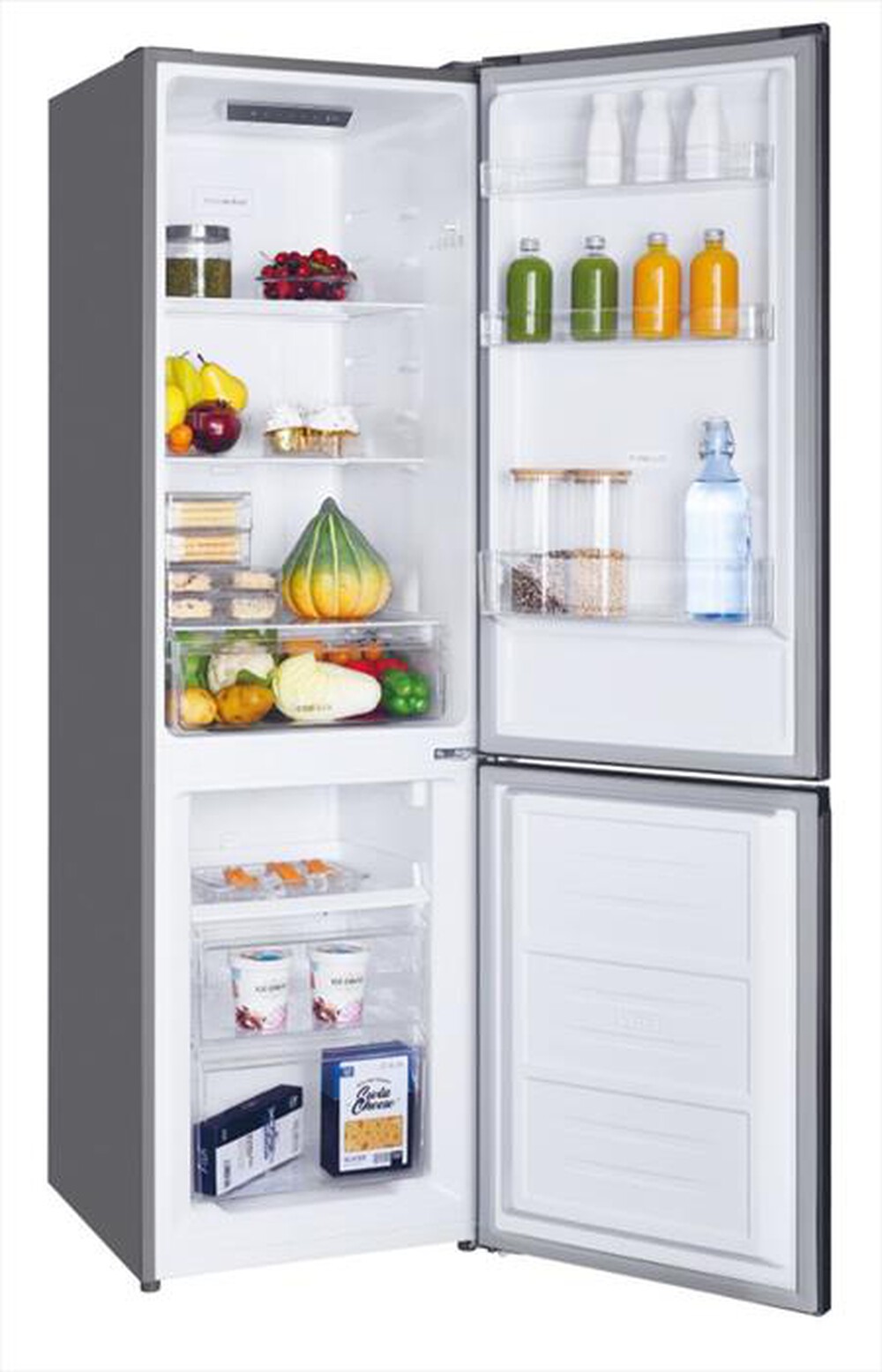"CANDY - Frigorifero combinato CCH1T518FX Classe F 253 lt-Platino, Stainless steel"