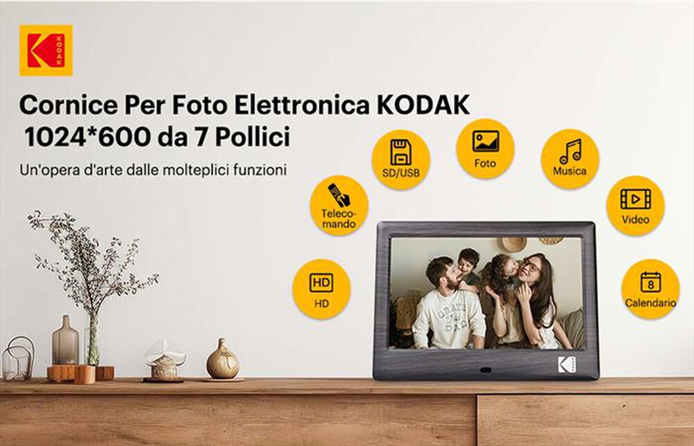 Immagine del prodotto KODAK - CORNICE DIGITALE 7", 1024X600-Grigio