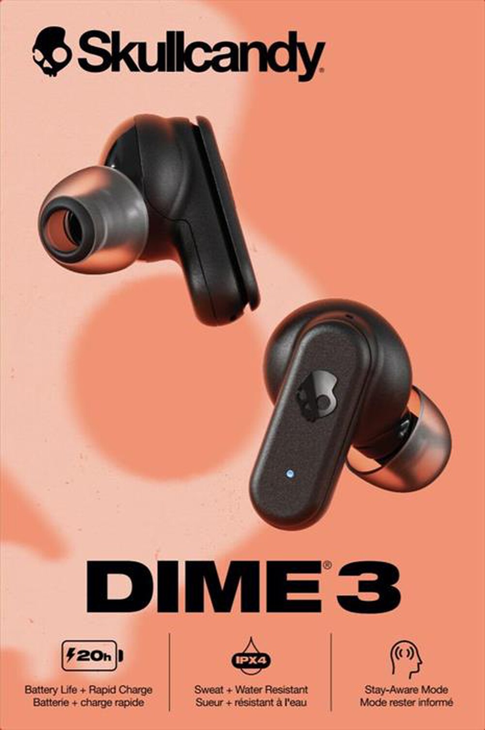 Immagine del prodotto SKULLCANDY - Auricolare bluetooth DIME 3 TRUE WIRELESS-Nero/Arancione