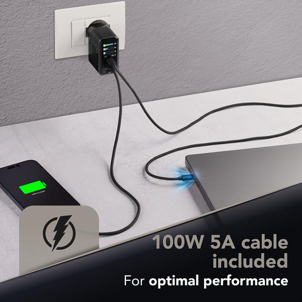 Immagine del prodotto CELLULARLINE - Caricabatterie da rete POWERVIEW IQ KIT ACH 67W-Nero
