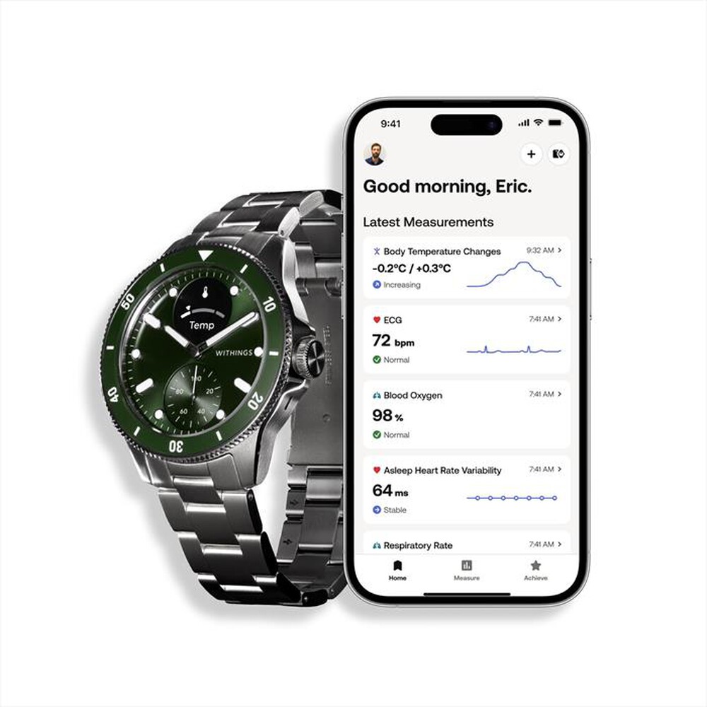 "WITHINGS - ScanWatch Nova quadrante green-Silver"