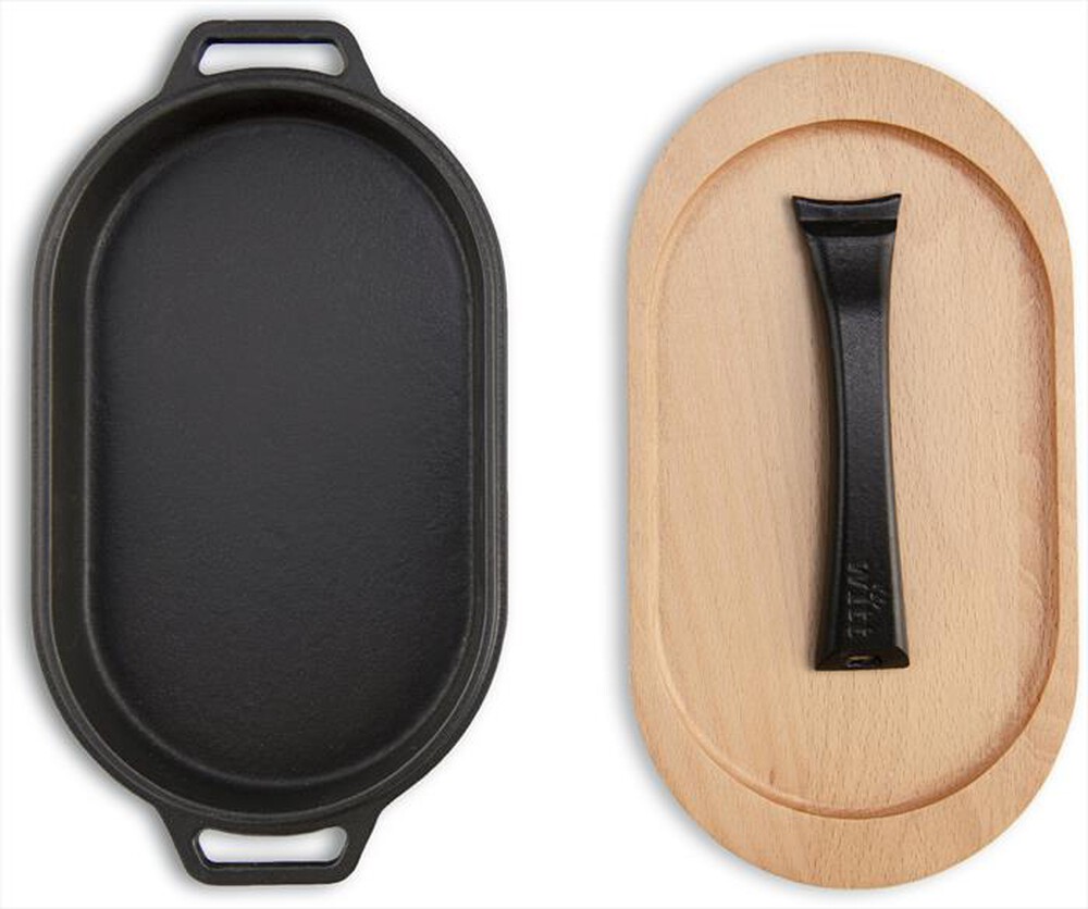 "WITT - PADELLA IN GHISA CON BASE IN LEGNO-Black"