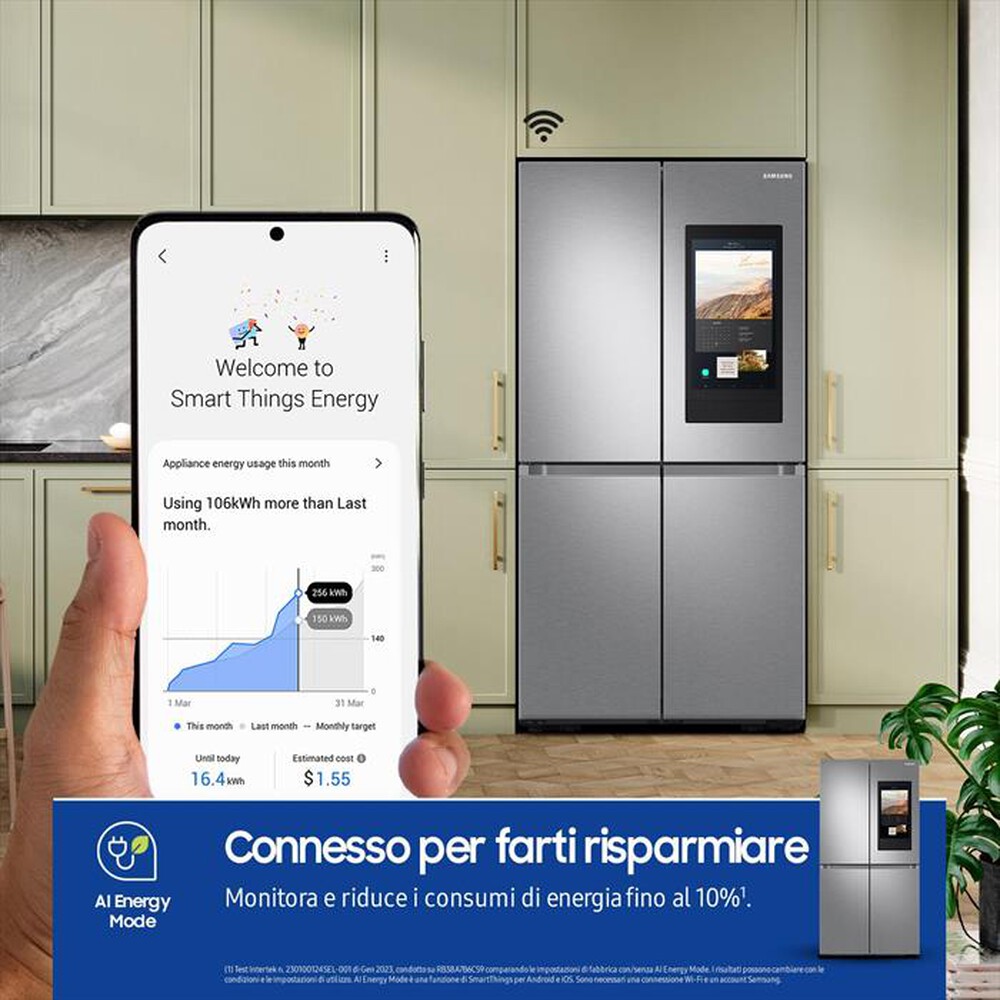 "SAMSUNG - Frigorifero 4 porte RF65DG9H0ESREF Classe E 637 lt-Inox Spazzolato"
