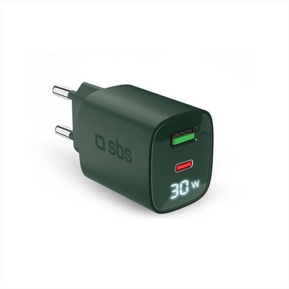 Immagine del prodotto SBS - Caricabatterie da muro TETRGANLCD1USB1C30G-Verde