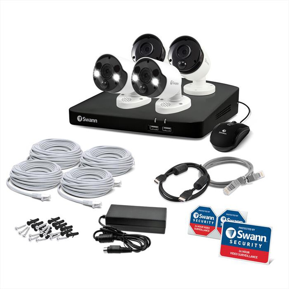 "SWANN - KIT NVR 2TB 8CH + 4 CAM 4K-White"