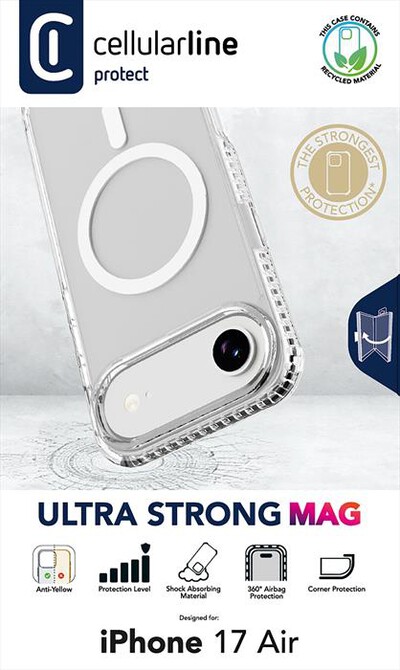 CELLULARLINE - Custodia ULTRA STRONG MAG per IPHONE AIR-Trasparente