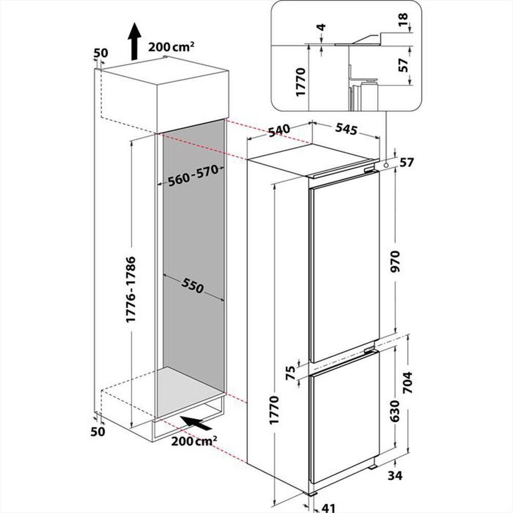 "HOTPOINT ARISTON - Frigorifero incasso BCB 70301 Classe F"
