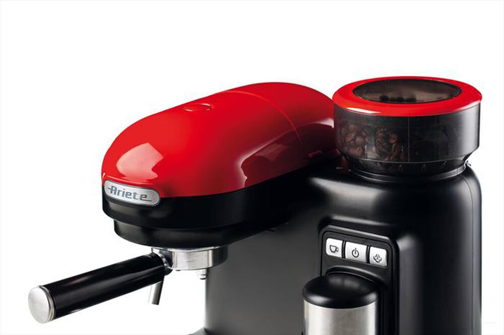 "ARIETE - 1318 Moderna Macchina da caffè con macinacaffè-Rosso/Nero"