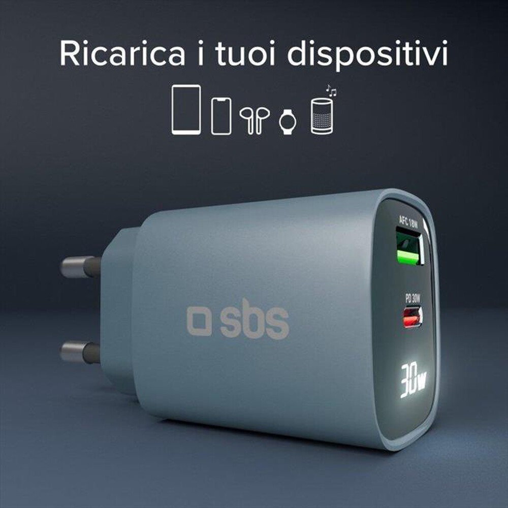 Immagine del prodotto SBS - Caricabatterie da muro TETRGANLCD1USB1C30B-Blu