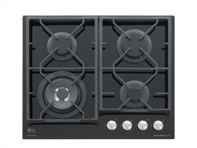 GLEM GAS - Piano cottura a gas GV64TXBK 4 fuochi 60cm-Nero Lucido
