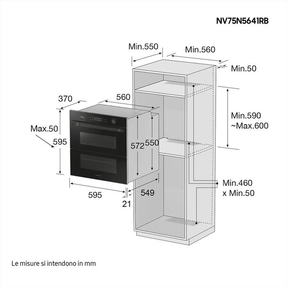 "SAMSUNG - Forno incasso elettrico NV75N5641RB/ET Classe A+-vetro nero"