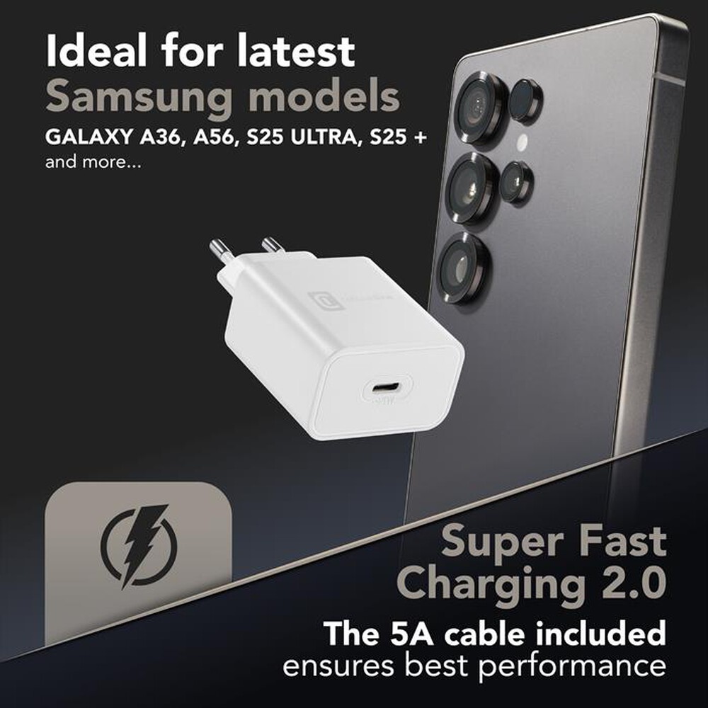 Immagine del prodotto CELLULARLINE - Kit caricabatterie rete USB-C 45W con cavo USB-C-Bianco