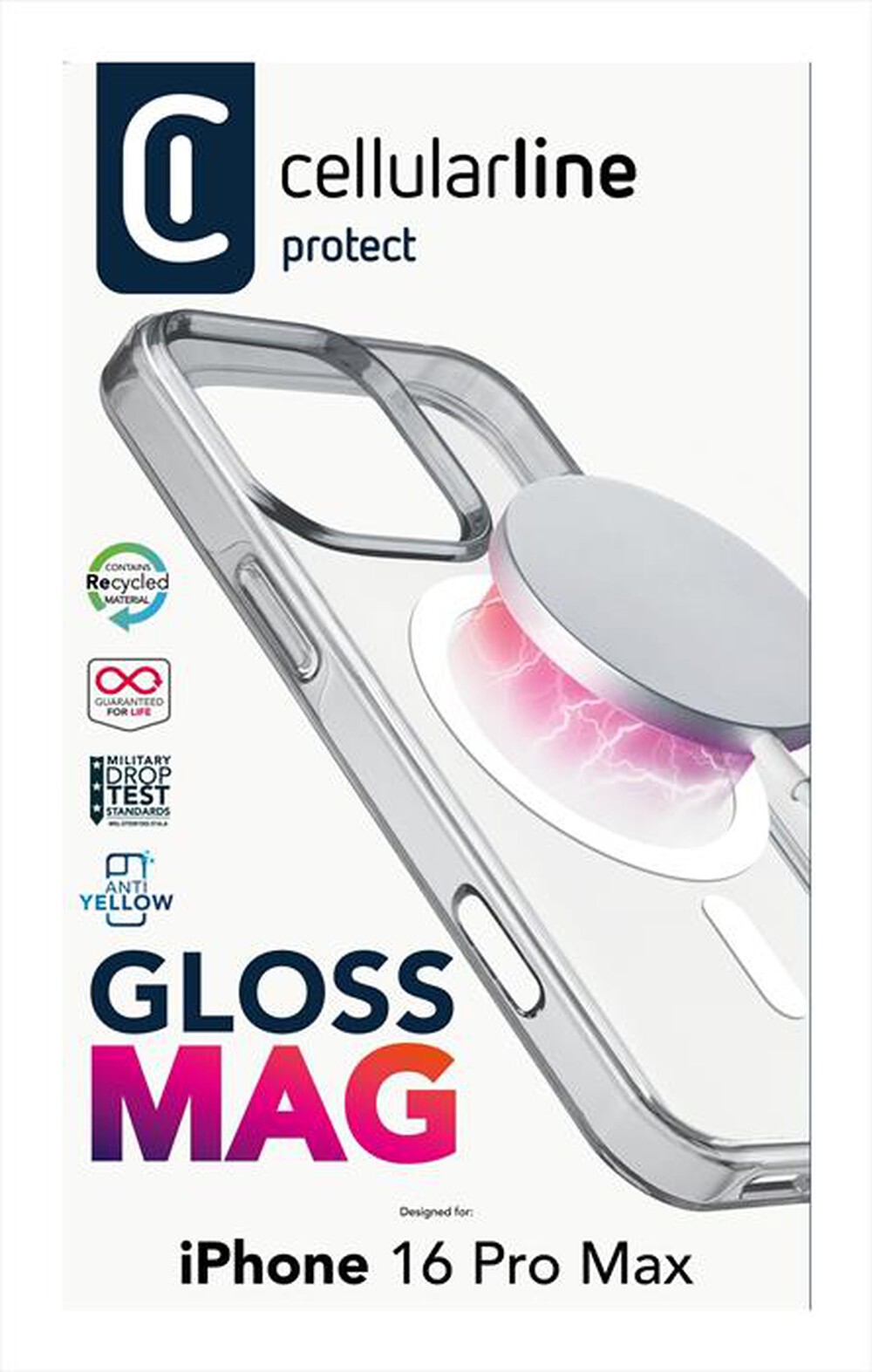 Immagine del prodotto CELLULARLINE - Cover GLOSS MAG per iPhone 16 Pro Max-Transparent