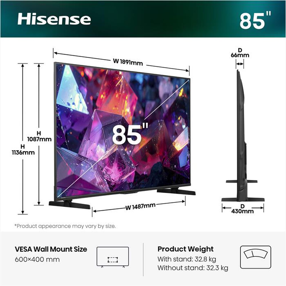 Immagine del prodotto HISENSE - 85E79S PRO-NERO