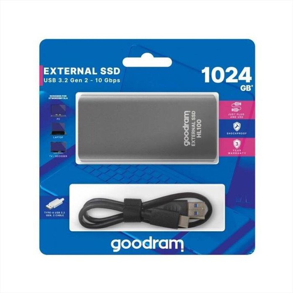 "GOODRAM - SSDPR-HL100-01T; SSD GOODRAM HL100 1TB + KABEL USB"