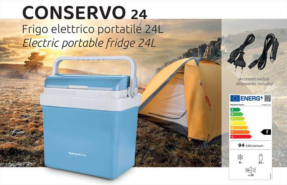"MELCHIONI FAMILY - Minifrigo portatile elettrico CONSERVO 24-Azzurro"