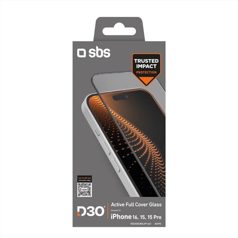 "SBS - D3O Screenglass iPhone 16 TED3OSCRGLIP1661-Trasparente"
