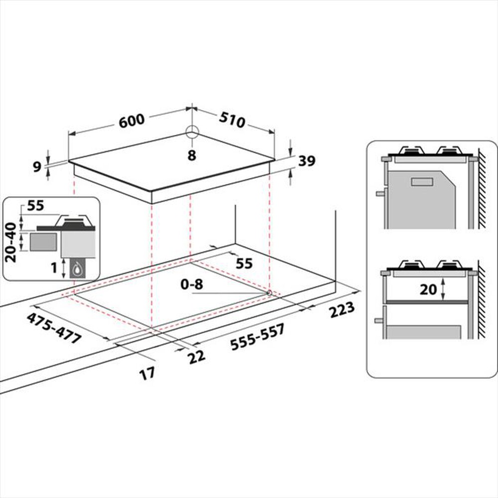 "HOTPOINT ARISTON - Piano cottura a gas PCN 642 /HA(BK) 4 fuochi"
