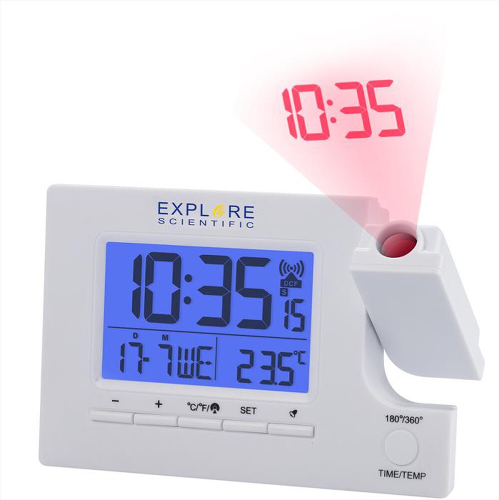 "EXPLORE SCIENTIFIC - RDP1003 OROLOGIO RADIOCONTROLLATO CON PROIEZIONE-White"