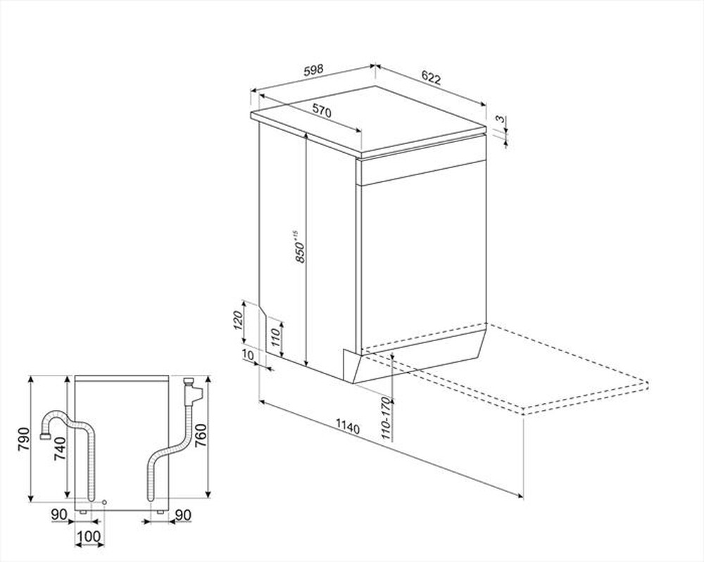 Immagine del prodotto SMEG - Lavastoviglie LVS262EB Classe E 13 coperti-Bianco