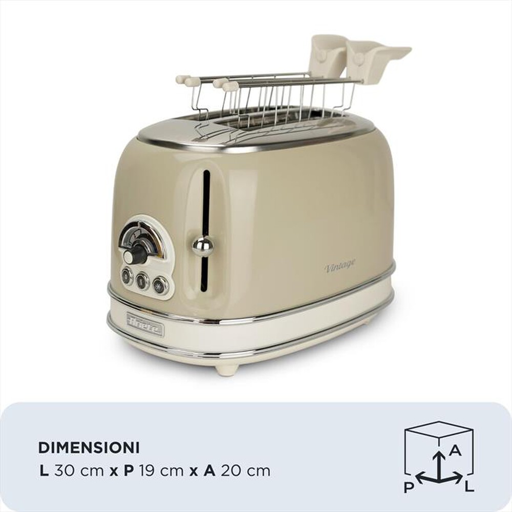 Immagine del prodotto ARIETE - 155 Tostapane 2 Fette con Pinze Vintage-beige