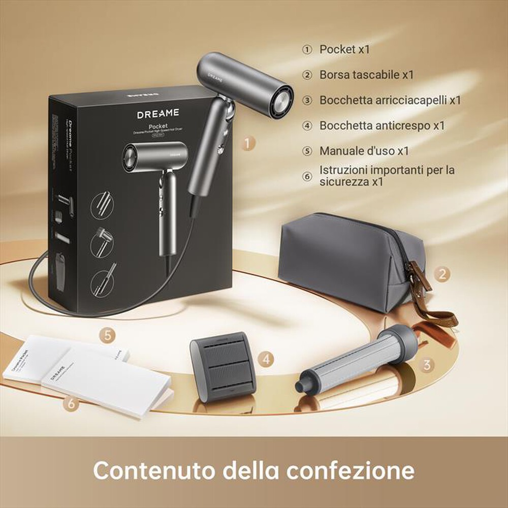 "DREAME - Asciugacapelli Hair Pocket-Grigio"
