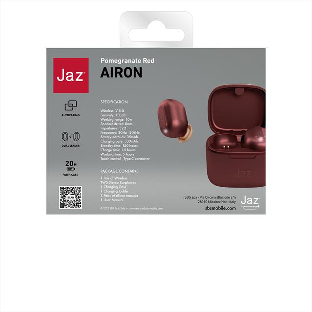 "SBS - Auricolare bluetooth TEJZEARSETBTR-Pomegranate Red"