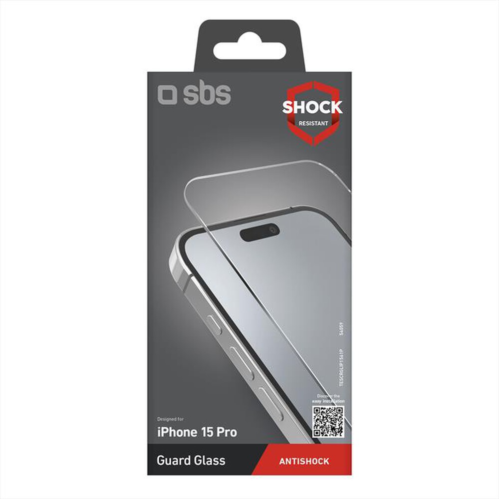 "SBS - Screen protector TESCRGLIP1561P per iPhone 15 Pro-Trasparente"