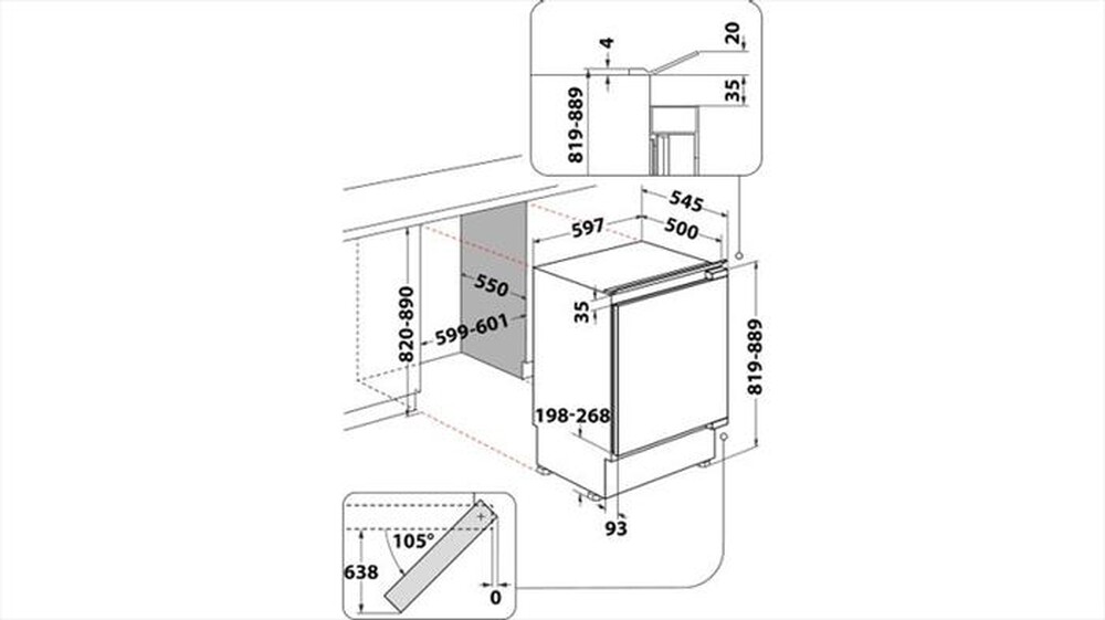 "WHIRLPOOL - Frigorifero incasso ARZ 0051 Classe F"