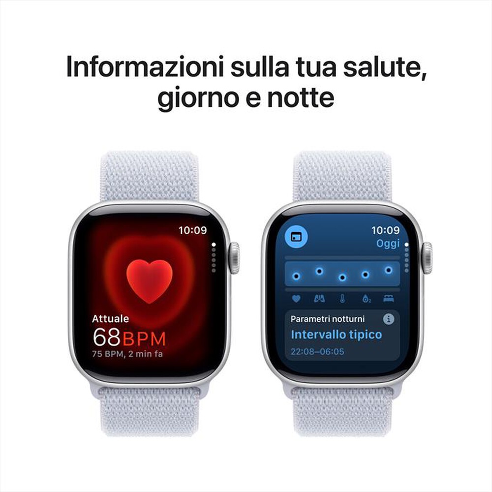 "APPLE - Watch Series 10 GPS 42mm Alluminio-Argento - Sport Loop Blu Cloud"