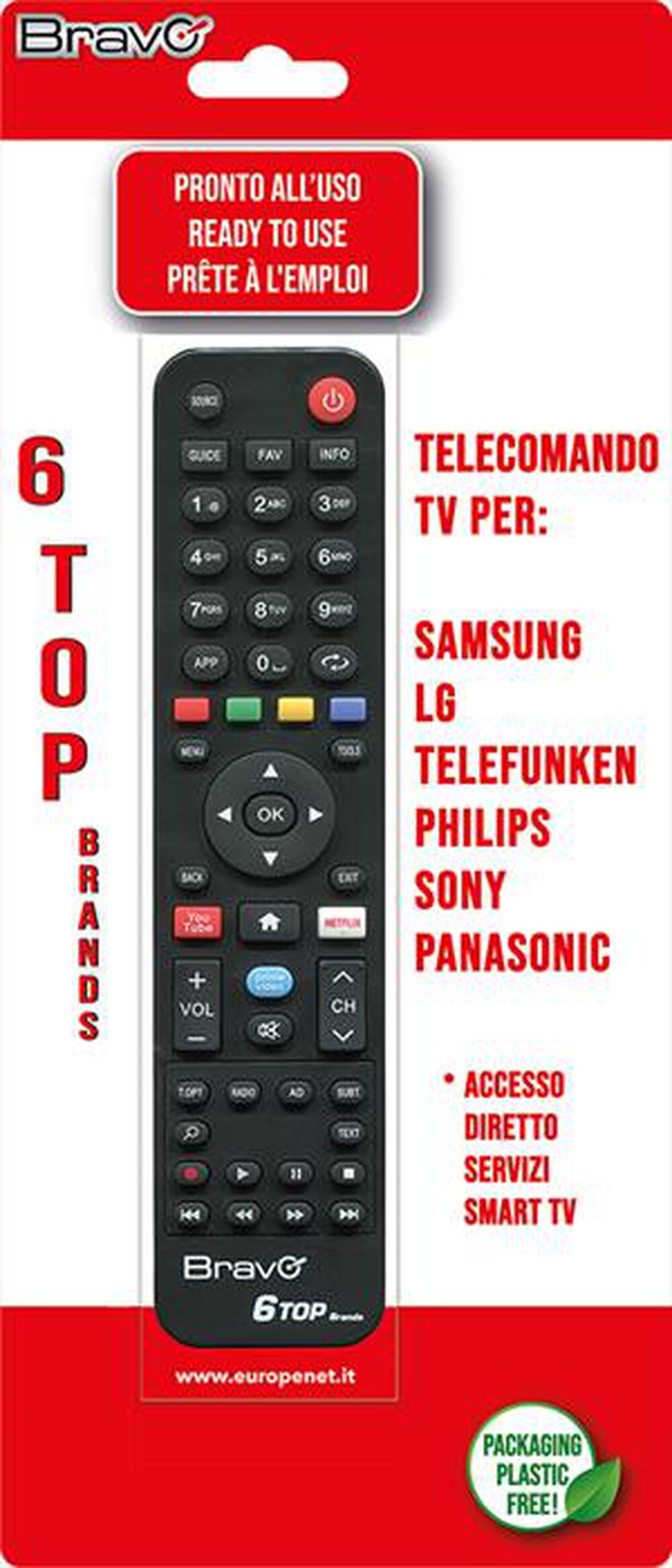 Immagine del prodotto BRAVO - Telecomando 6 TOP BRANDS-Nero