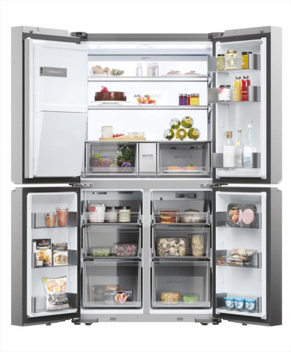 "HAIER - Frigorifero side by side HCR7918EIMP ClasseE 601lt-Platino, Acciaio inossidabile"