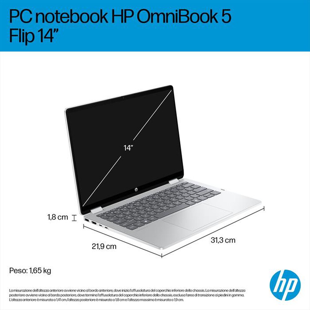 Immagine del prodotto HP - Notebook OMNIBOOK 5 X360 14-FP0008NL Intel Core i3-Glacier Silver