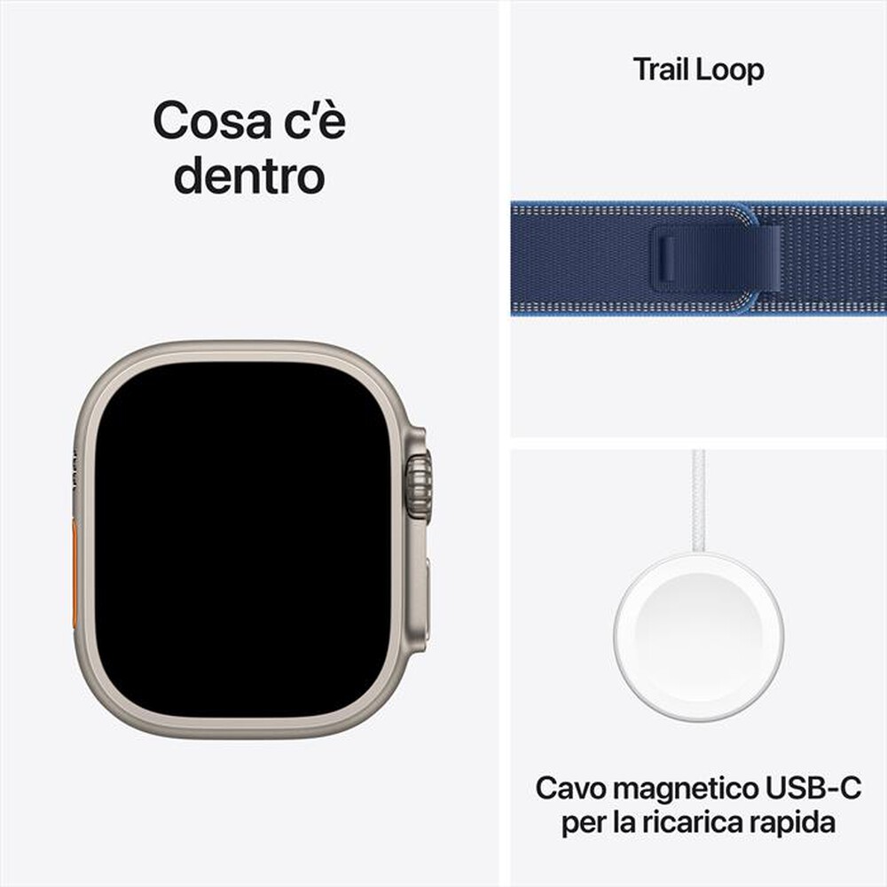 Immagine del prodotto APPLE - Watch Ultra 3 GPS + Cellular 49mm Titanio Naturale-Trail Loop Blu/Blu Acceso S/N
