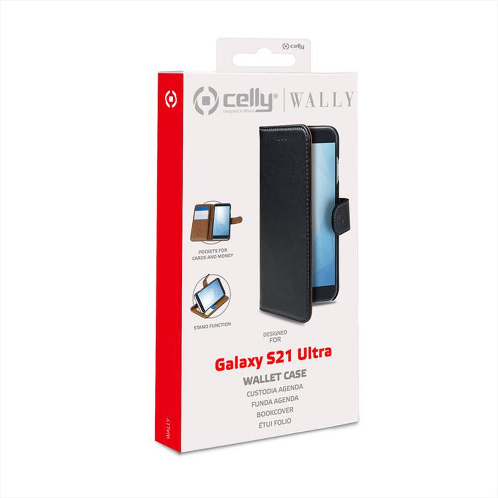 "CELLY - WALLY994 - CUSTODIA PER GALAXY S21 ULTRA 5G-NERO/SIMILPELLE"
