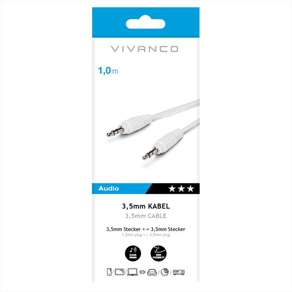 Immagine del prodotto SBS - 3,5 connection cavo jack to jack stereo 1m wh-Bianco