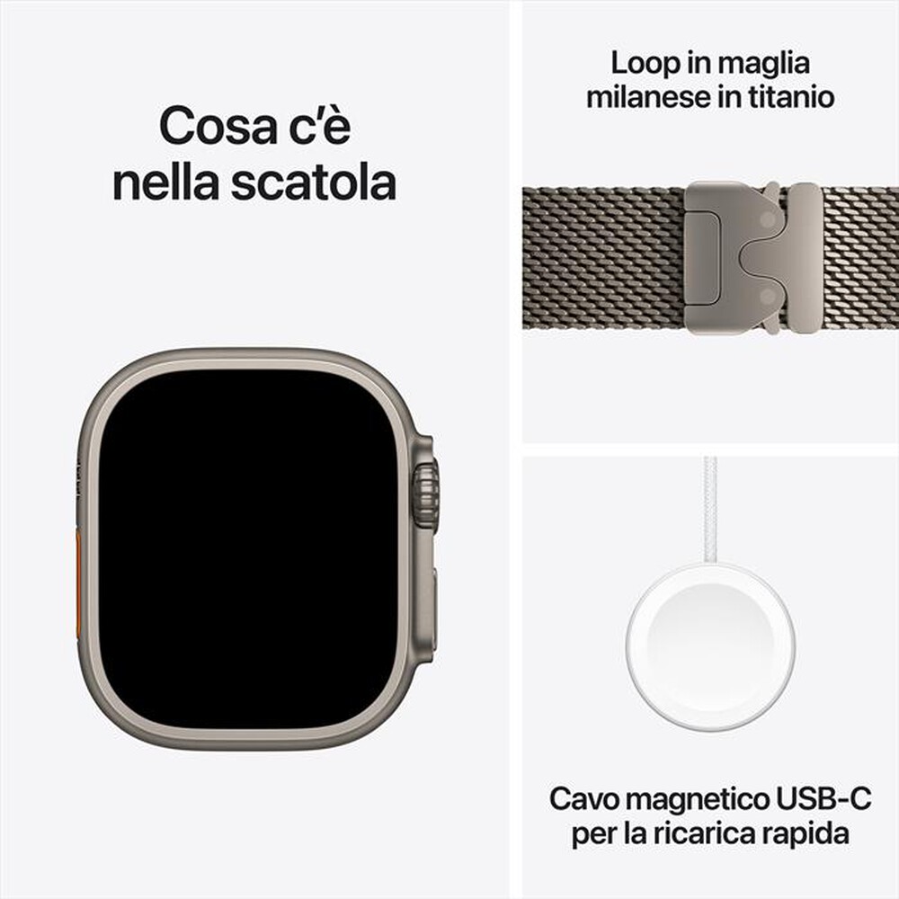 Immagine del prodotto APPLE - Watch Ultra 4 GPS + Cellular 49mm Titanio-Loop milanese Naturale- S