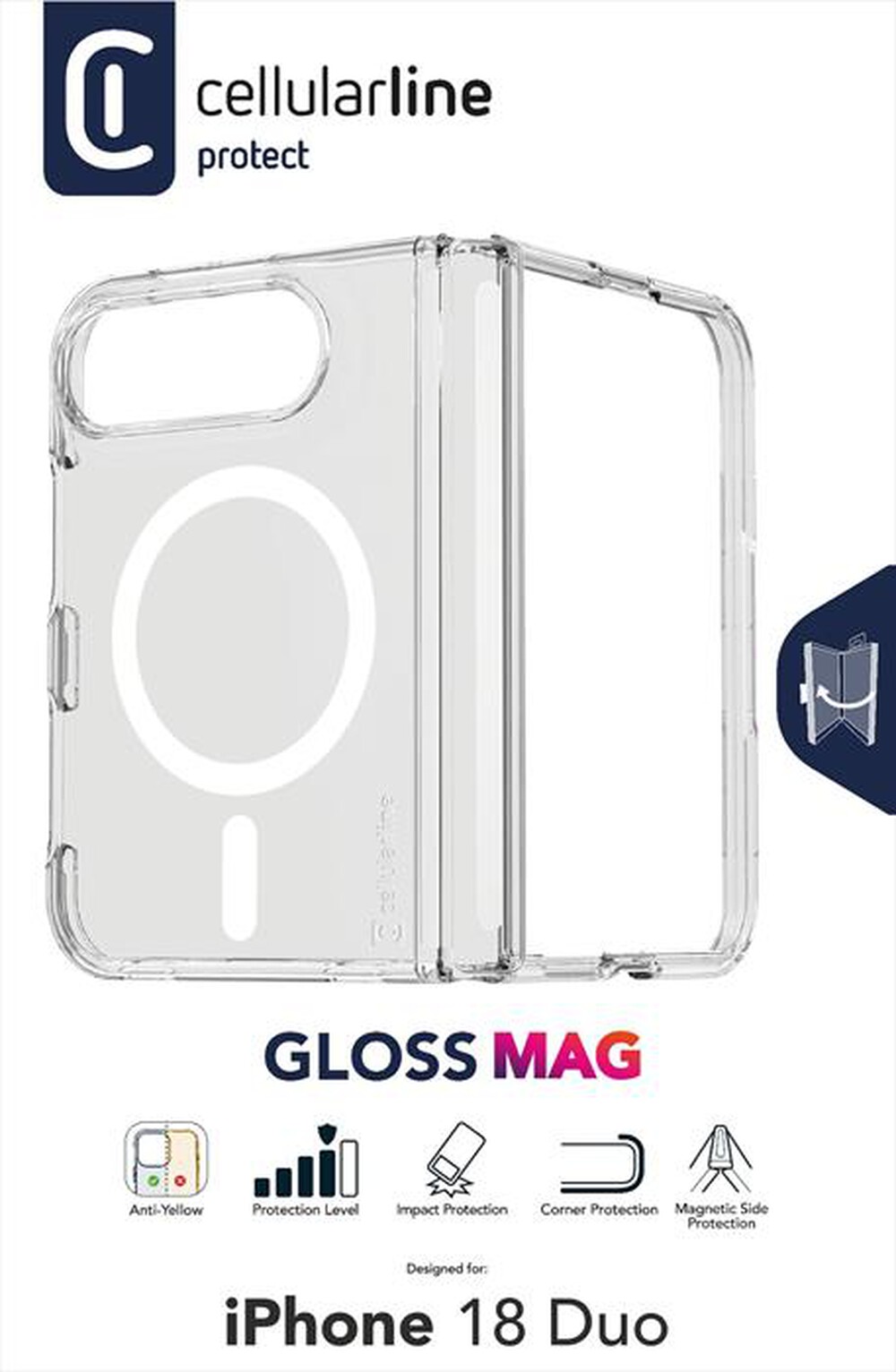Immagine del prodotto CELLULARLINE - Cover GLOSS MAG per iPhone 18 Duo-Trasparente