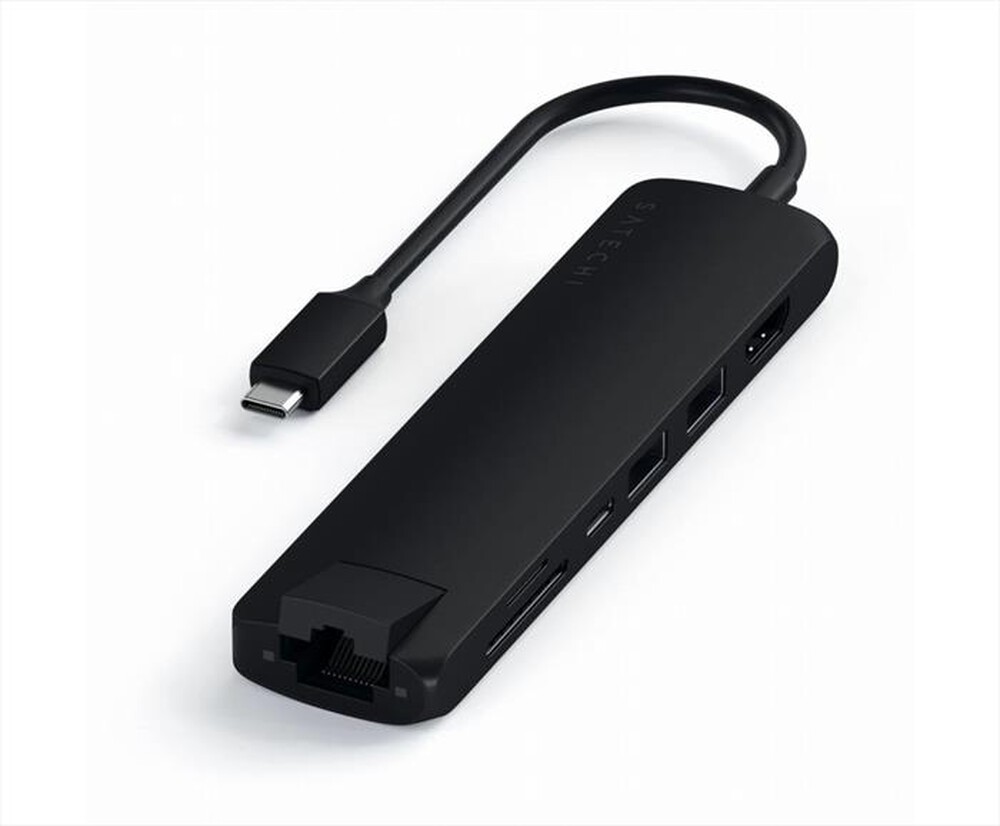 "SATECHI - HUB SLIM USB-C MULTIPORTA CON ADATTATORE ETHERNET-nero"