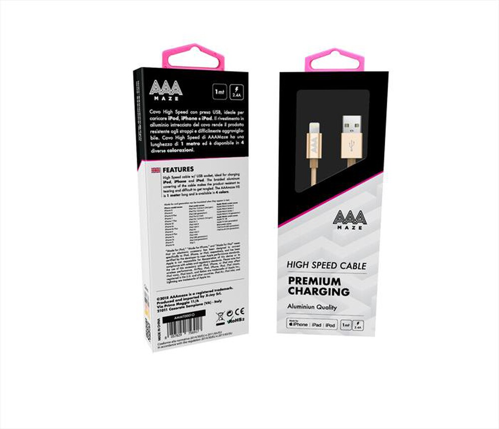 "AAAMAZE - ALUMINUM LIGHTNING CABLE 1M-Gold"