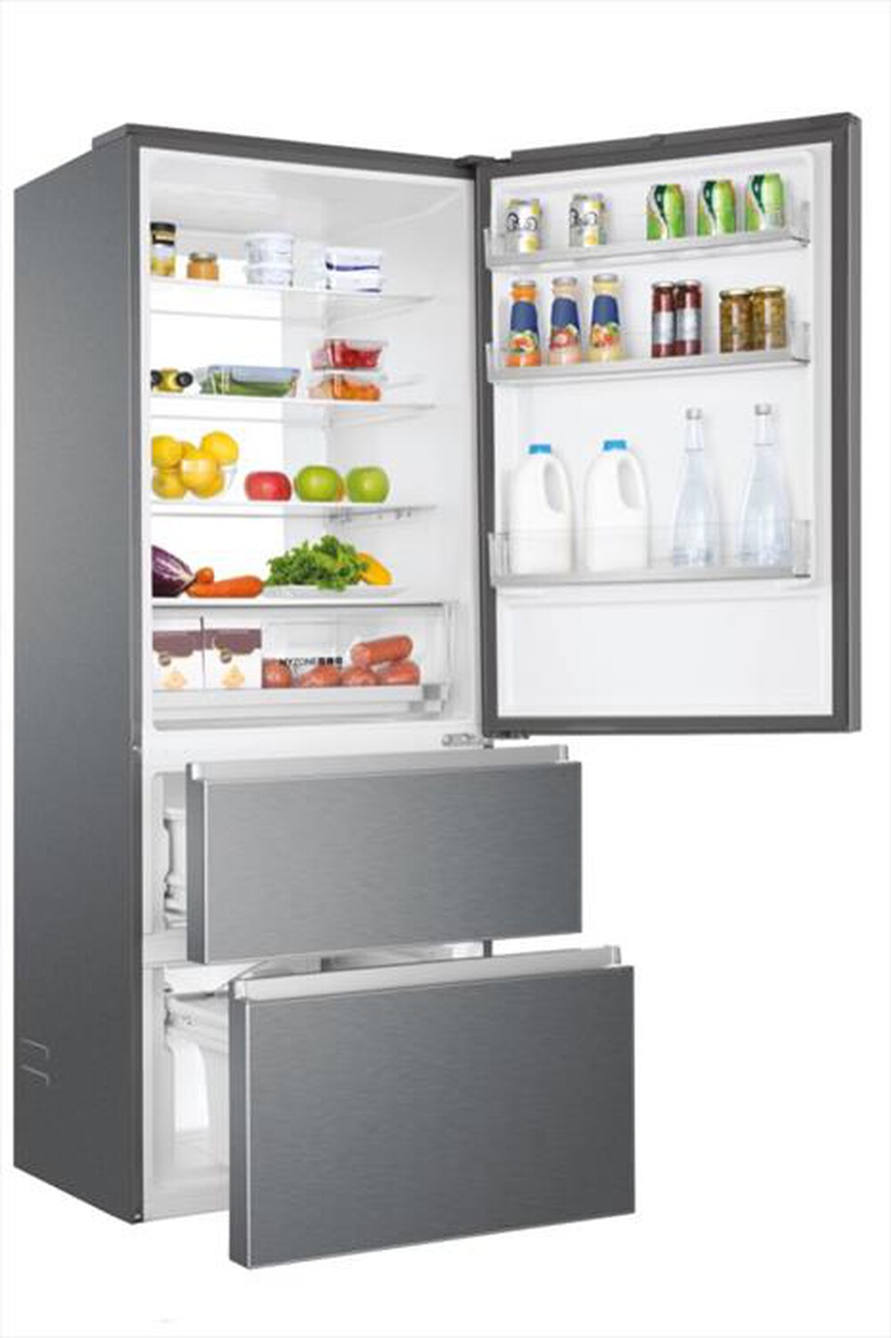 "HAIER - Frigorifero combinato HTOPMNE7193 Classe E 450 lt-Platino, Stainless steel"