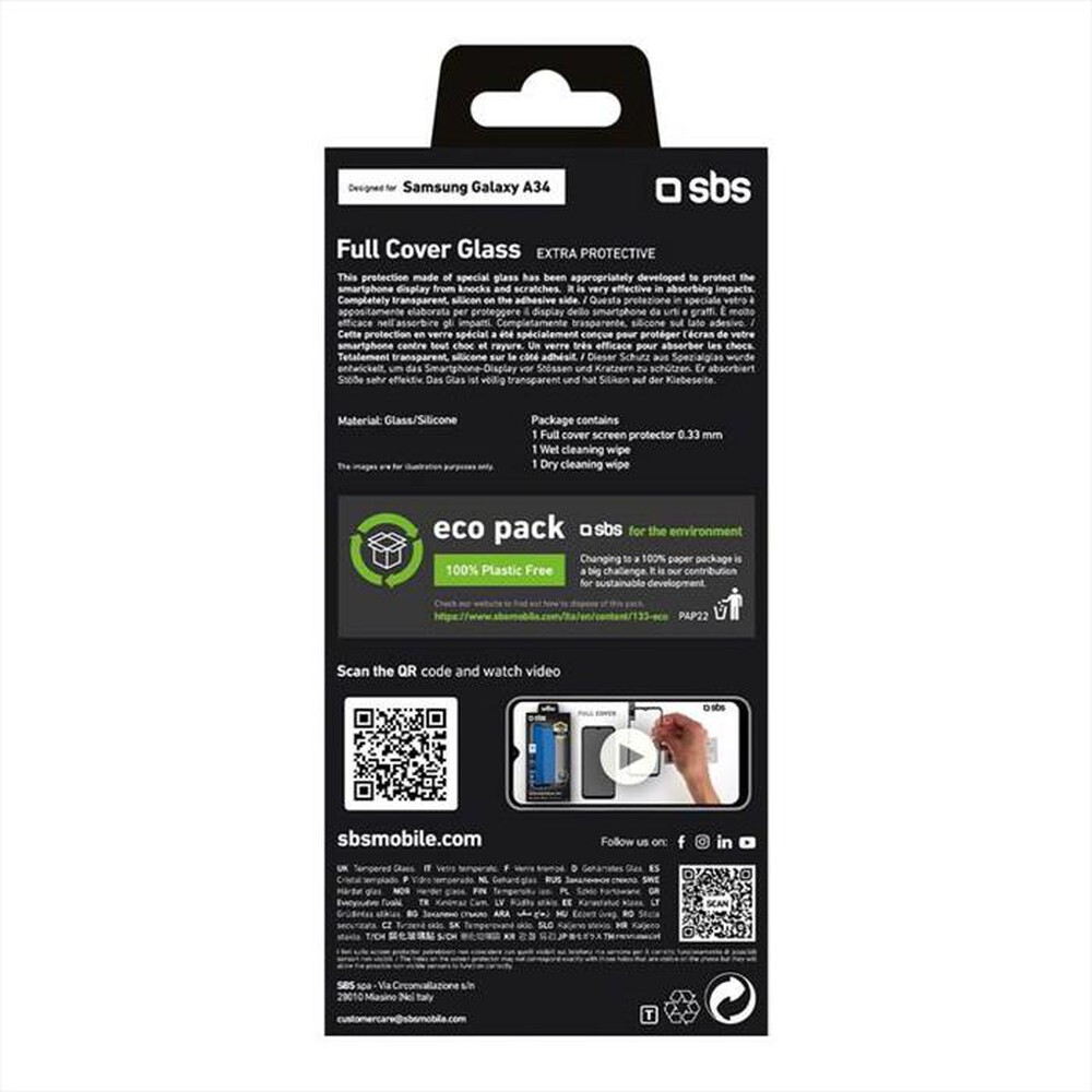 "SBS - Screen protector TESCRFCSAA34 per Samsung A34-Nero"