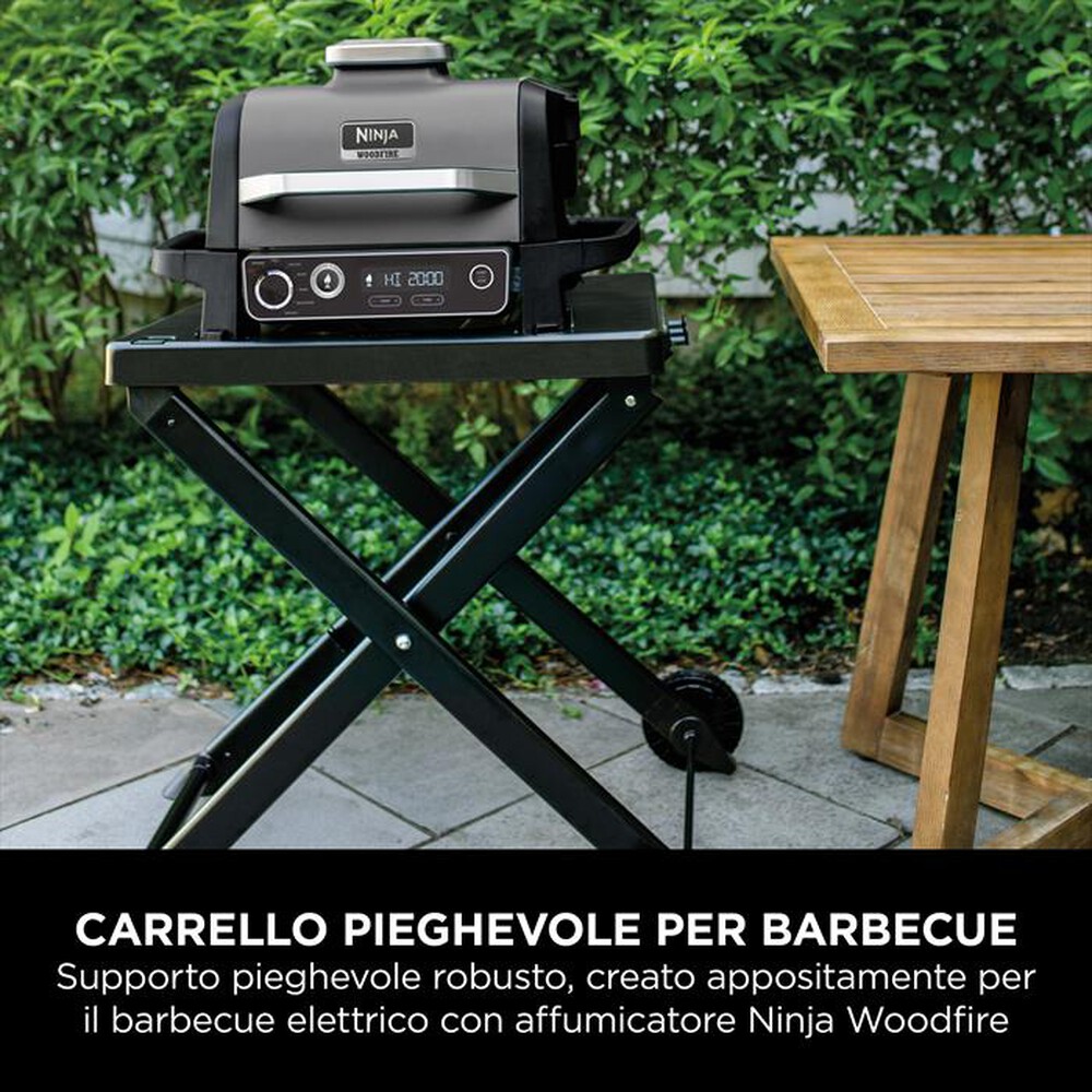 "NINJA - Carrello pieghevole BBQ elettrico Woodfire-NERO"