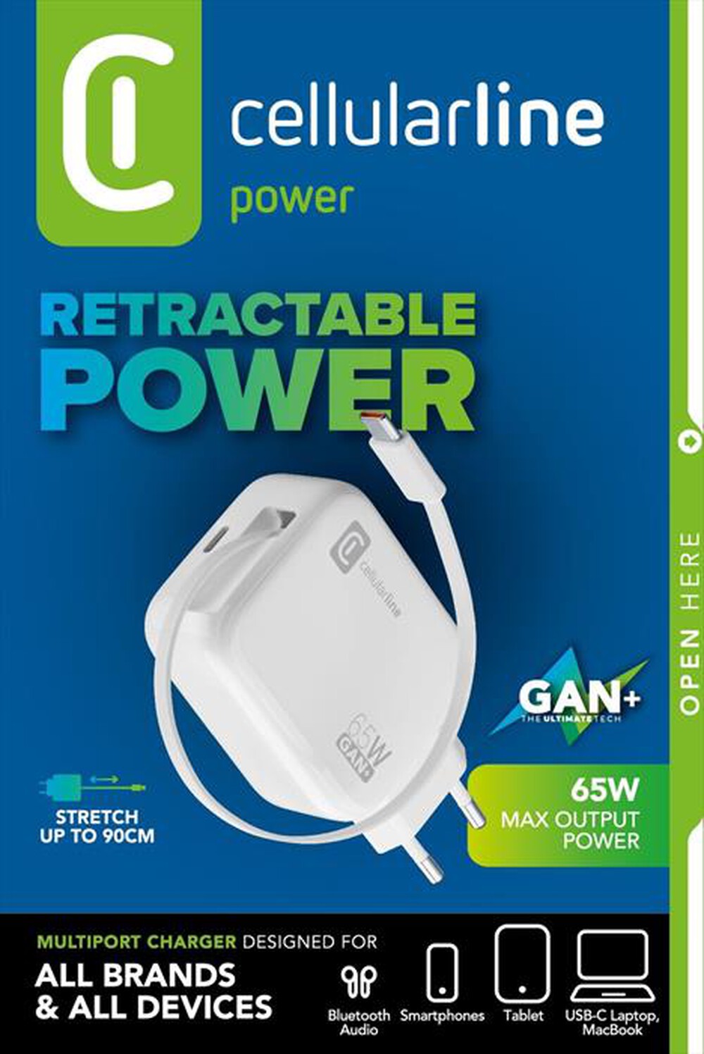Immagine del prodotto CELLULARLINE - RETRACTABLE POWER 65W-Bianco